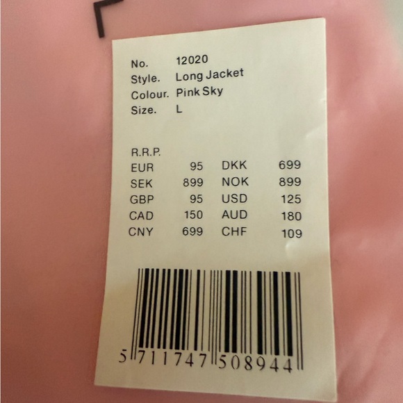 NWT RAINS Long Rain Jacket In Color Pink Sky Size Unisex Large Brand New - Picture 12 of 12